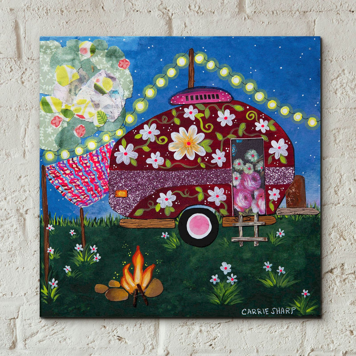 Lets Go Glamping by Carrie Sharp - 12x12 acrylic wall art in a room