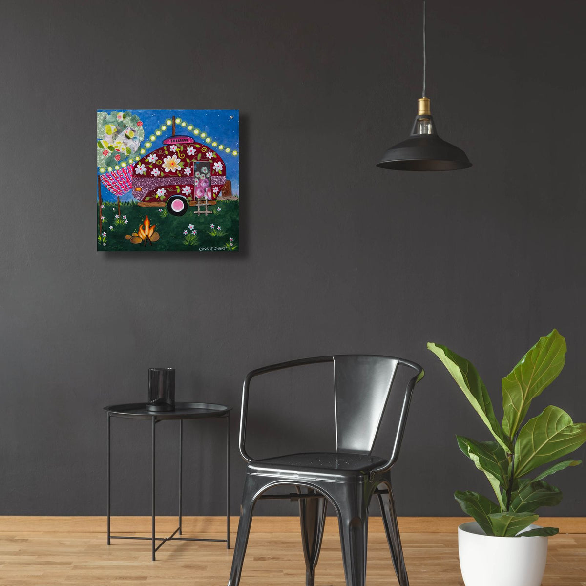Lets Go Glamping by Carrie Sharp - 24x24 acrylic wall art in a room