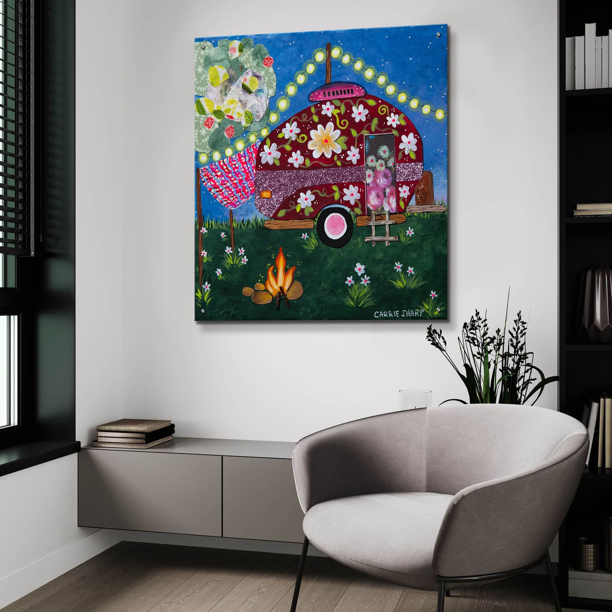 Lets Go Glamping by Carrie Sharp - 36x36 acrylic wall art in a room