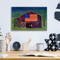 Barn With Flag 1 by C Munro - 16x12 acrylic wall art in a room
