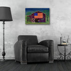 Barn With Flag 1 by C Munro - 24x16 acrylic wall art in a room