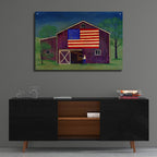 Barn With Flag 1 by C Munro - 36x24 acrylic wall art in a room