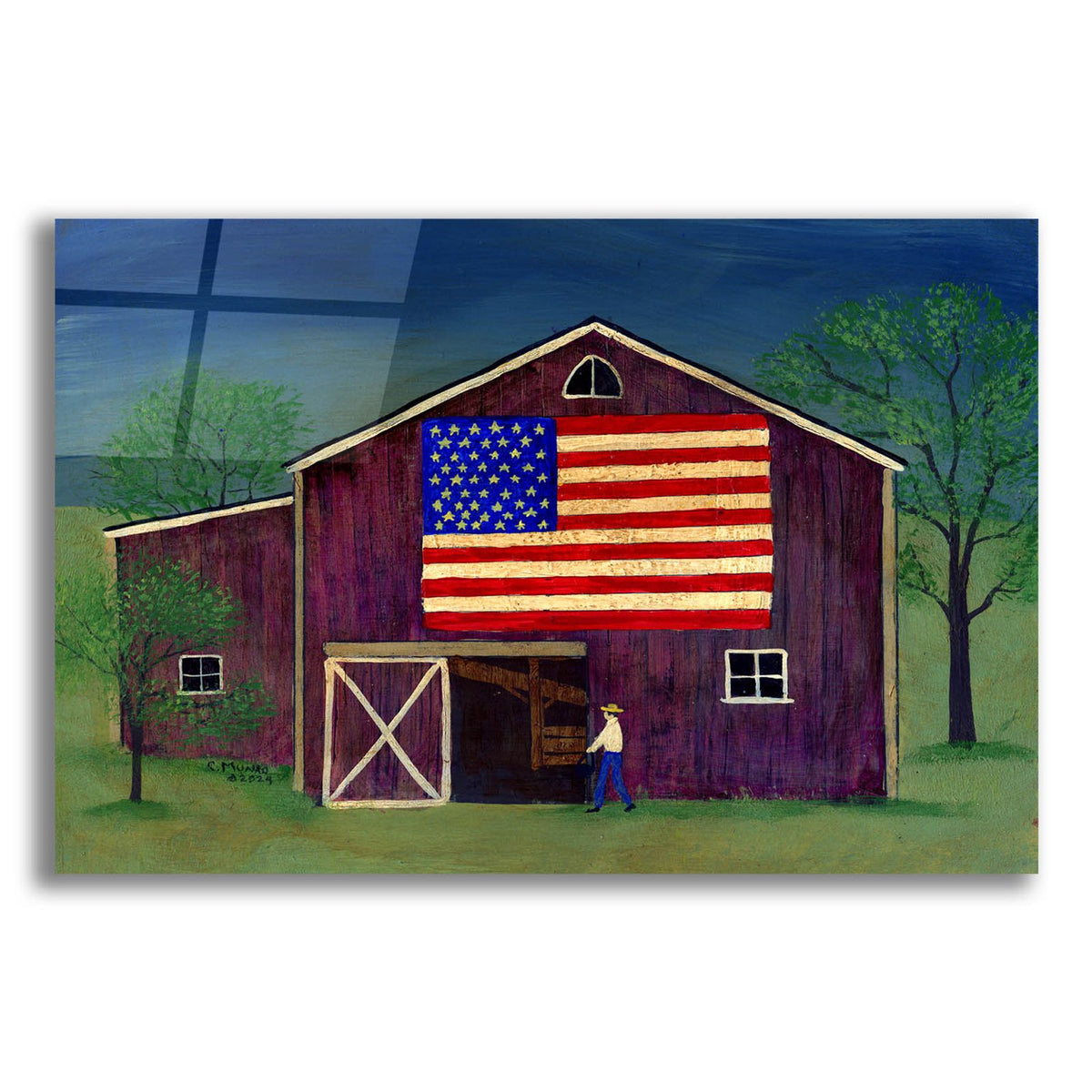 Barn With Flag 1 by C Munro acrylic glass wall art