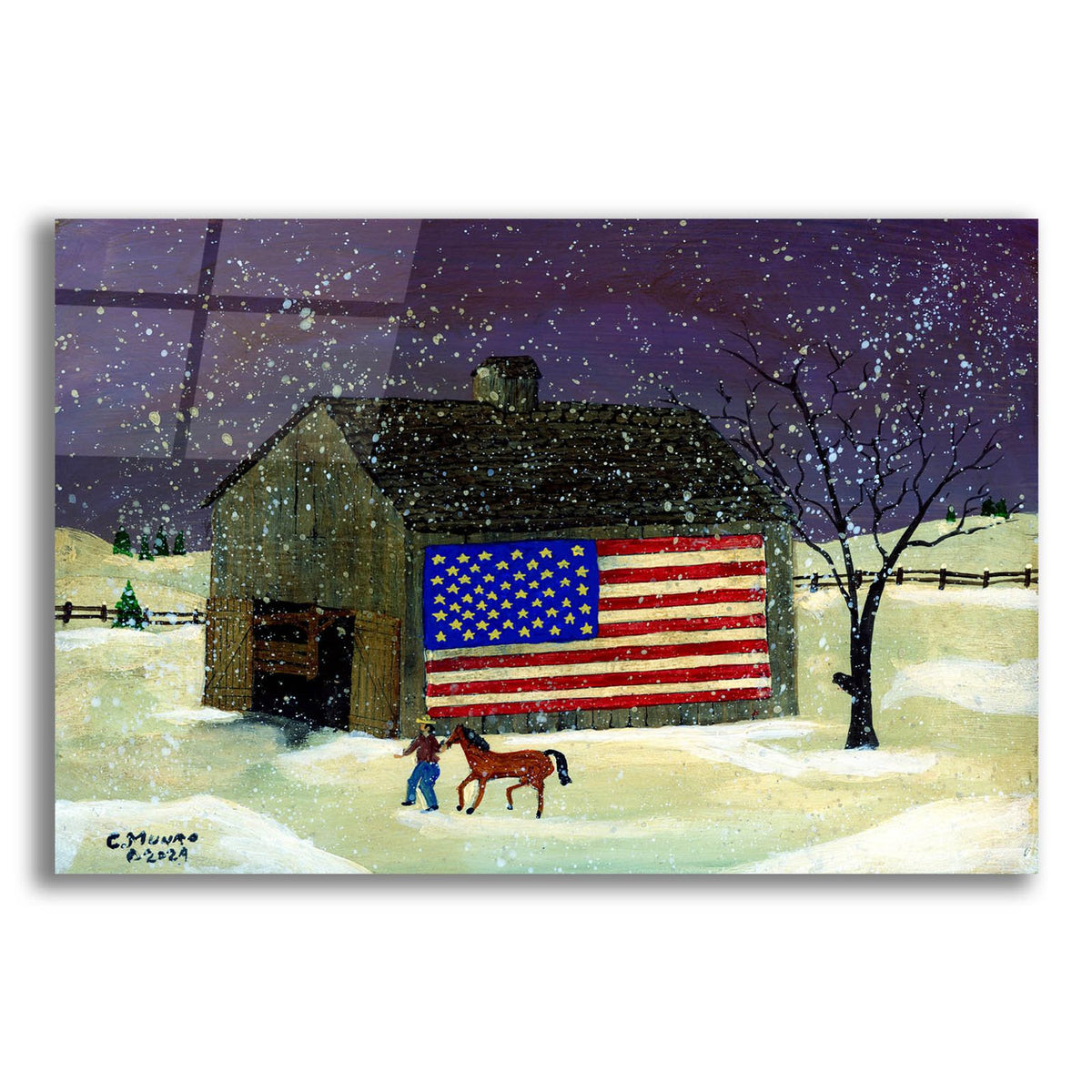 Barn With Flag 2 by C Munro acrylic glass wall art