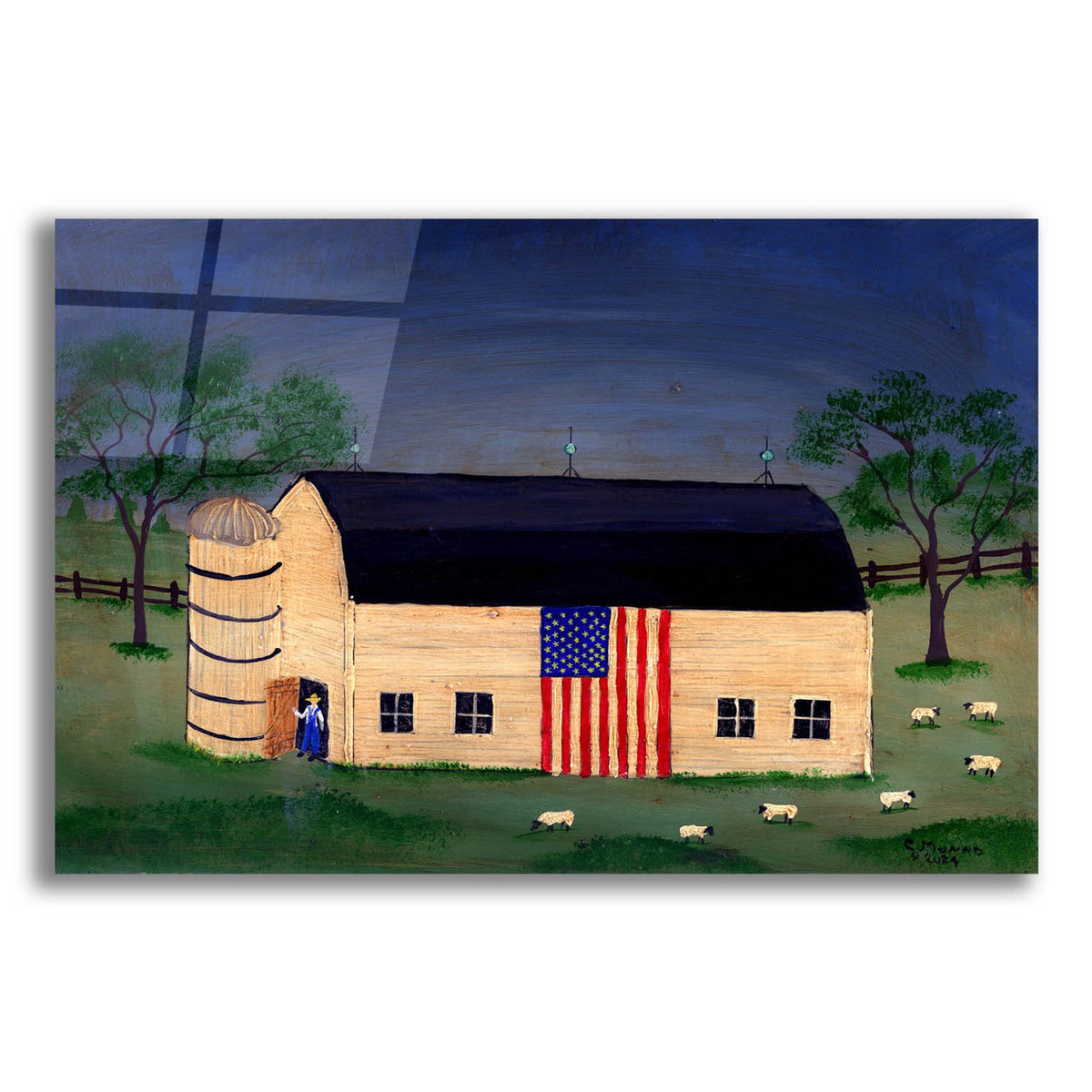 Barn With Flag 3 by C Munro acrylic glass wall art