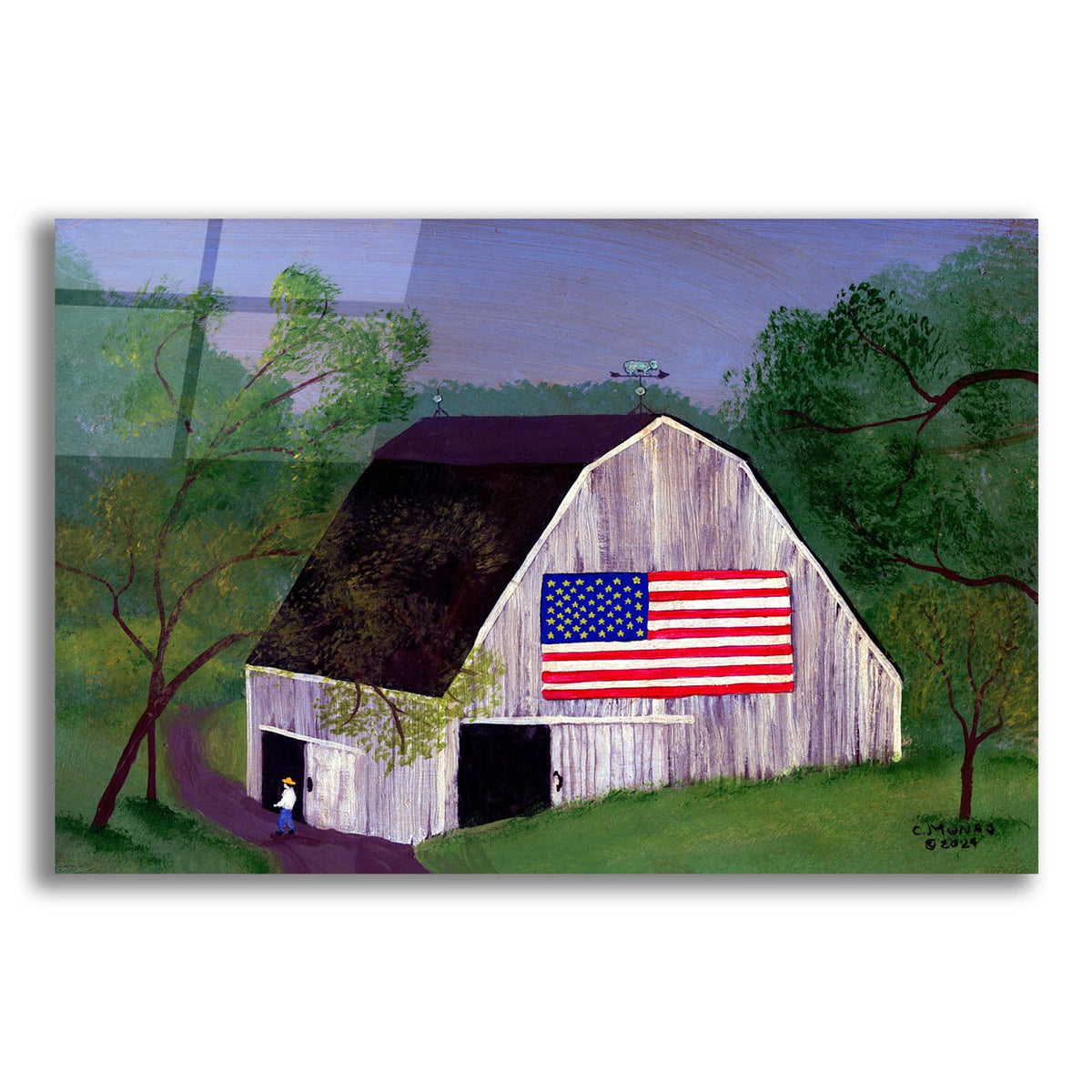 Barn With Flag 4 by C Munro acrylic glass wall art