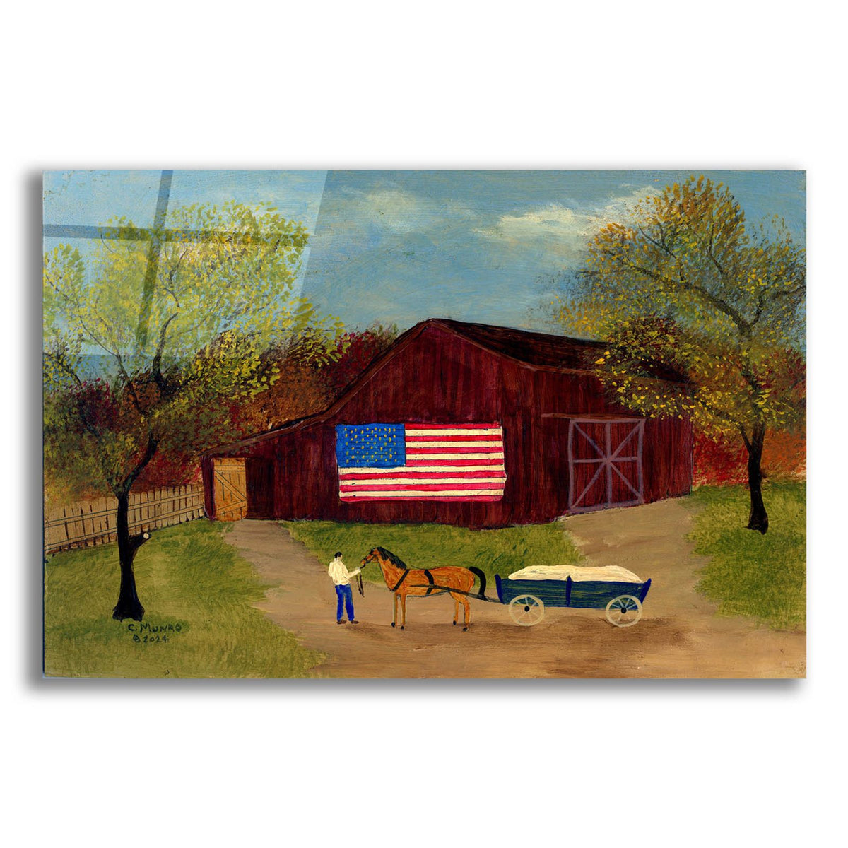 Barn With Flag 5 A by C Munro acrylic glass wall art