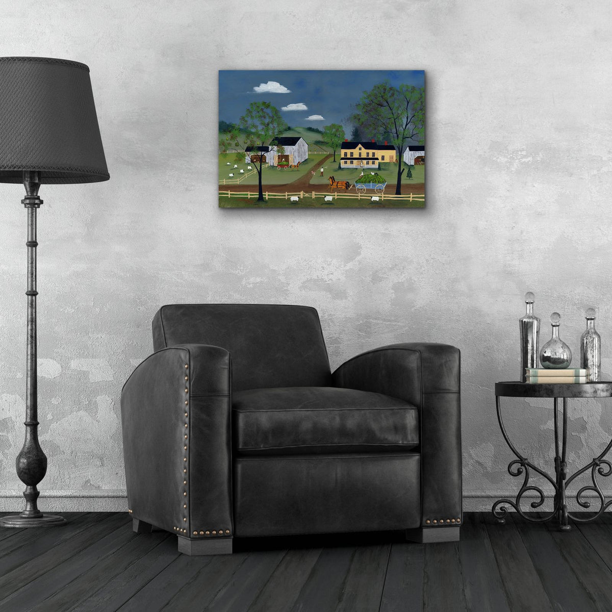 Bringing In The Hay by C Munro - 24x16 acrylic wall art in a room