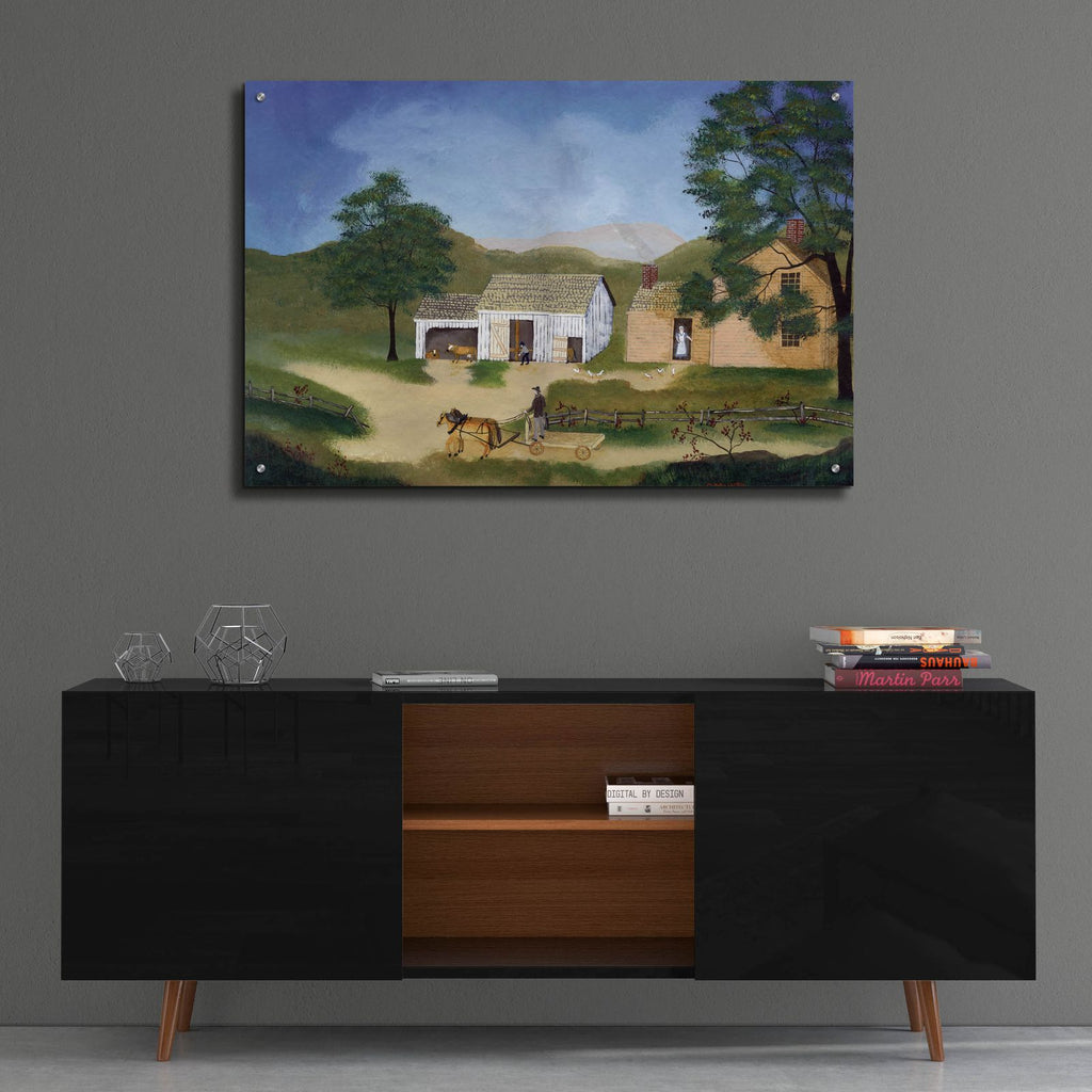 Coming Into The Barnyard by C Munro - 36x24 acrylic wall art in a room