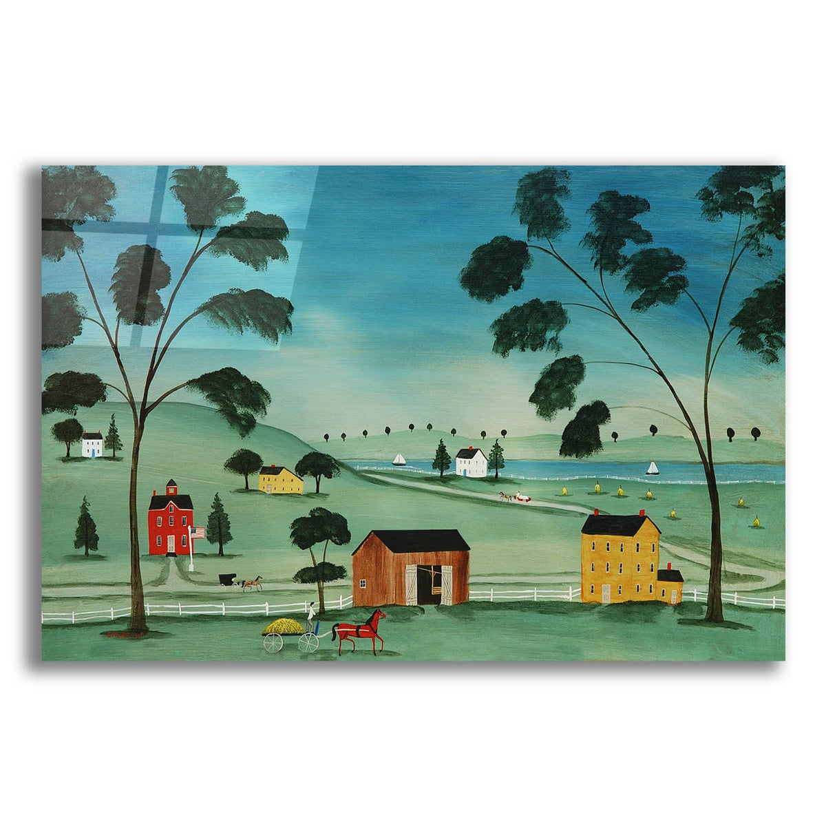Country Scene On Wood by C Munro acrylic glass wall art