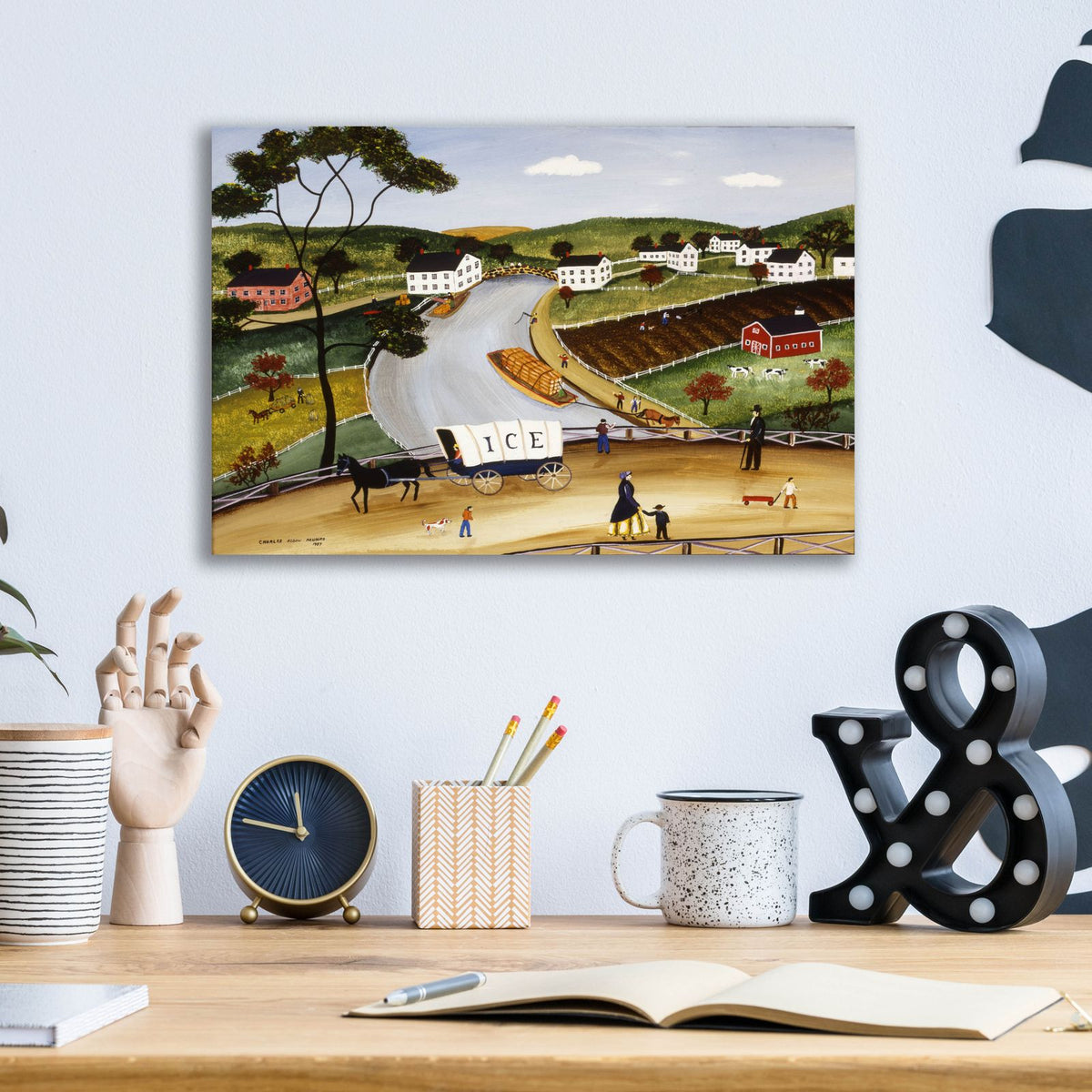 Crossing The Canal by C Munro - 16x12 acrylic wall art in a room