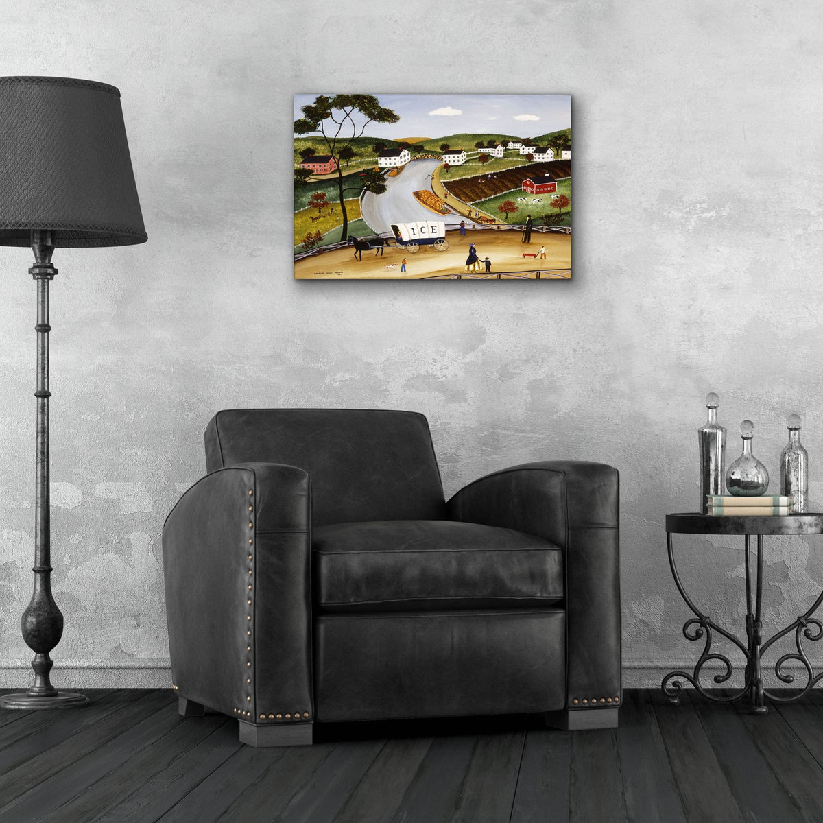Crossing The Canal by C Munro - 24x16 acrylic wall art in a room