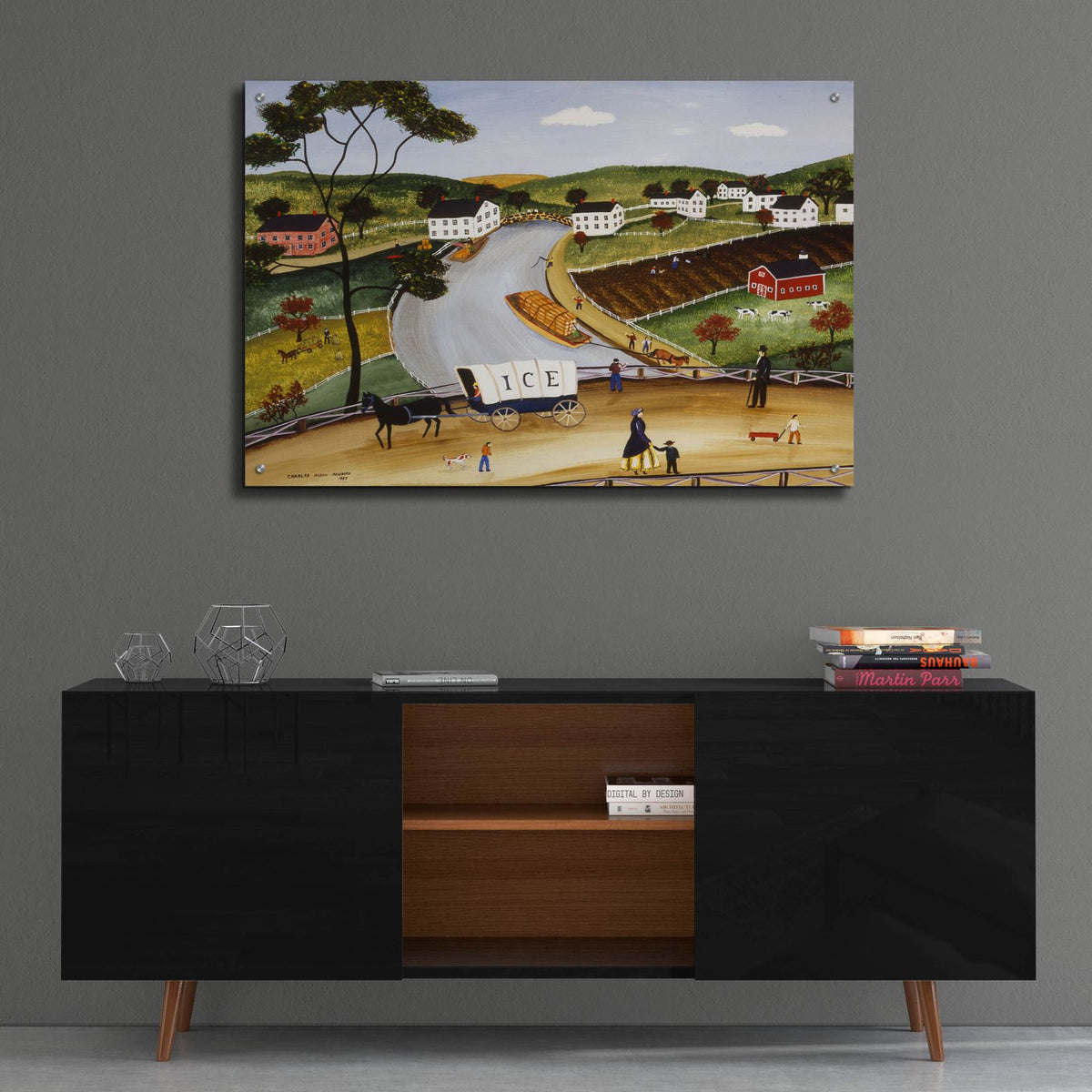Crossing The Canal by C Munro - 36x24 acrylic wall art in a room