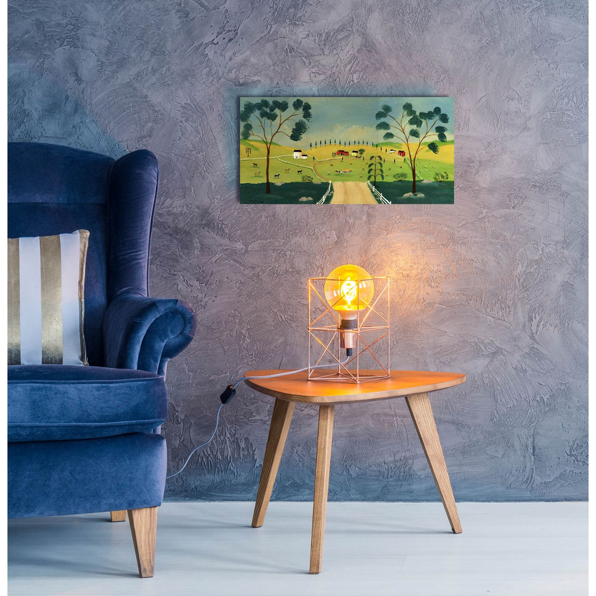 Harvesting Hay by C Munro - 24x12 acrylic wall art in a room
