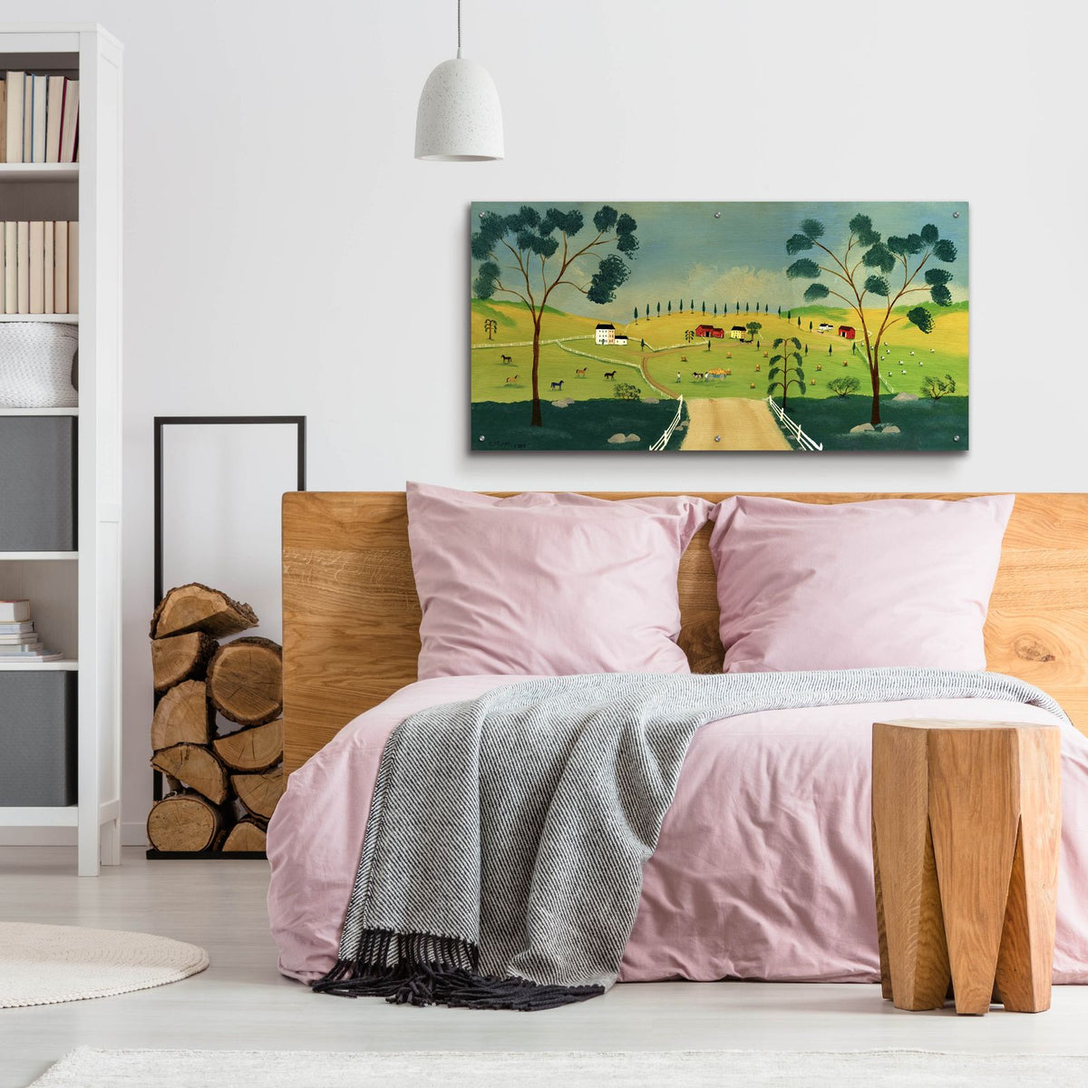 Harvesting Hay by C Munro - 48x24 acrylic wall art in a room