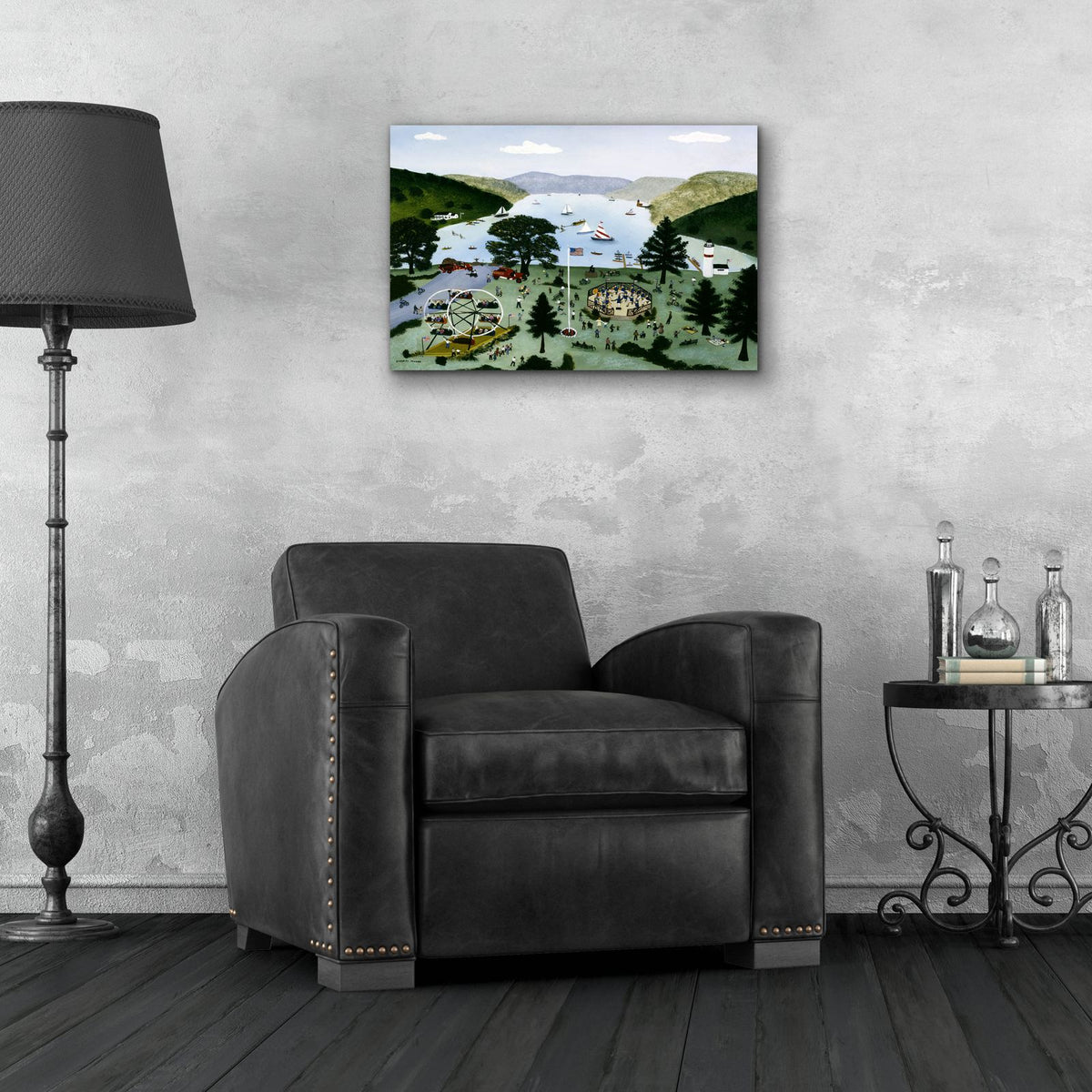 Lake Front Carnival by C Munro - 24x16 acrylic wall art in a room