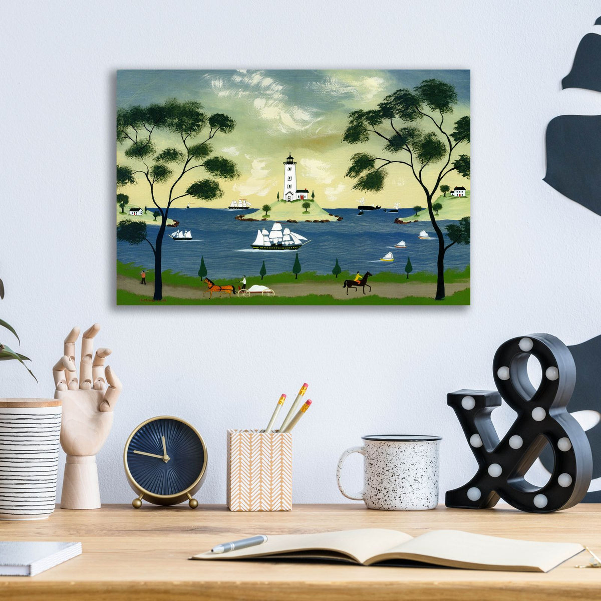 Light House Island by C Munro - 16x12 acrylic wall art in a room
