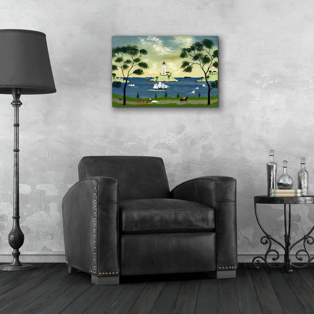 Light House Island by C Munro - 24x16 acrylic wall art in a room