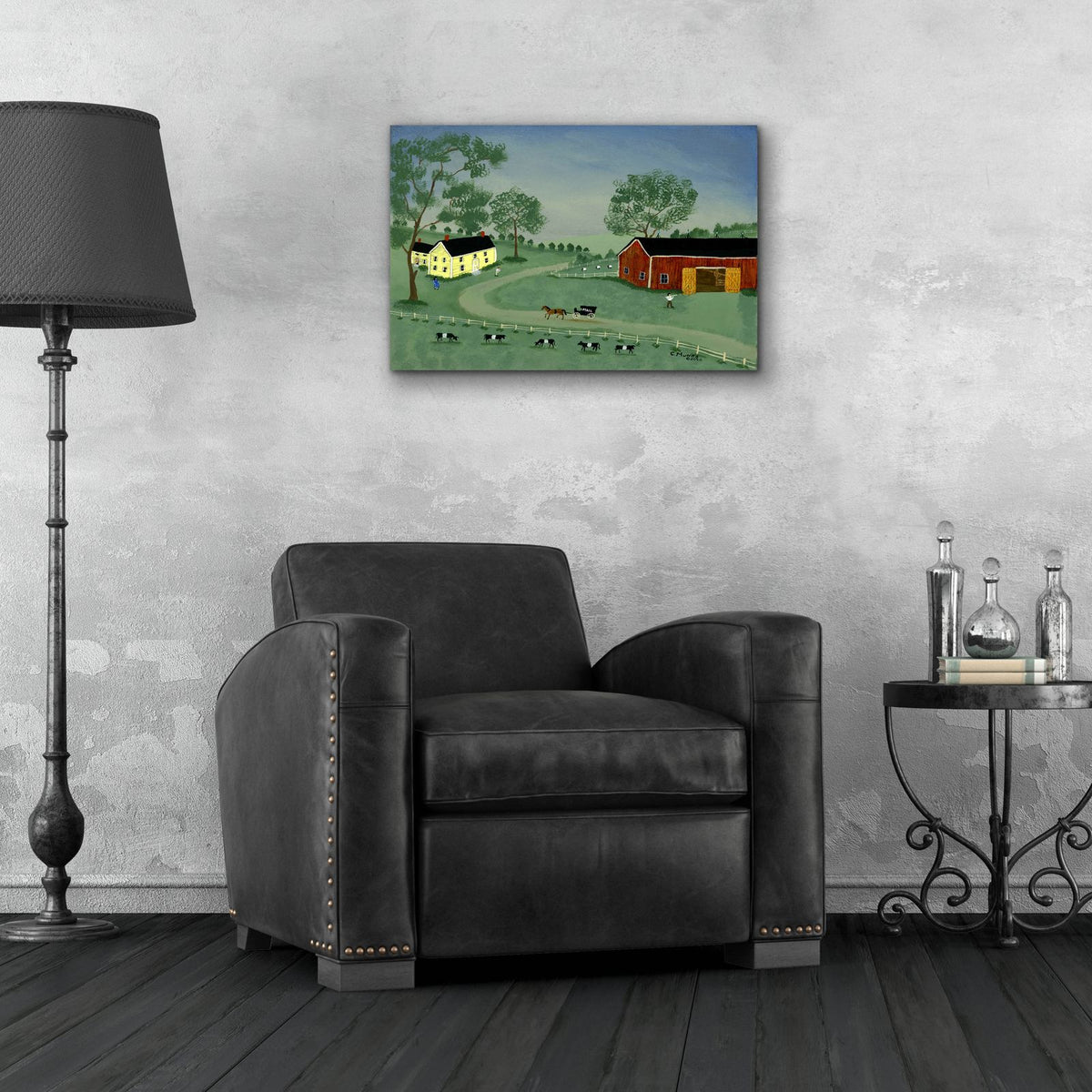Mailman Is Coming by C Munro - 24x16 acrylic wall art in a room
