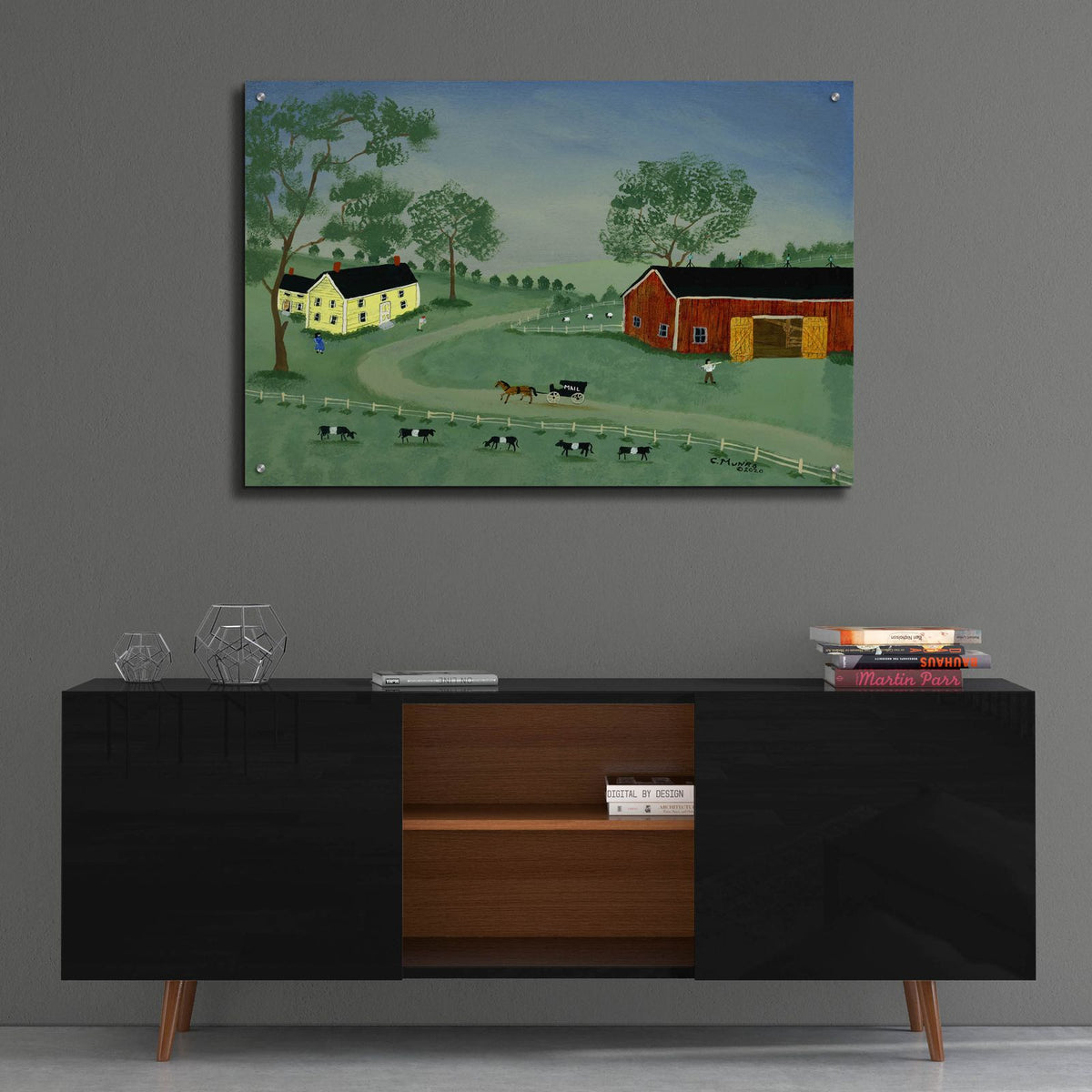 Mailman Is Coming by C Munro - 36x24 acrylic wall art in a room