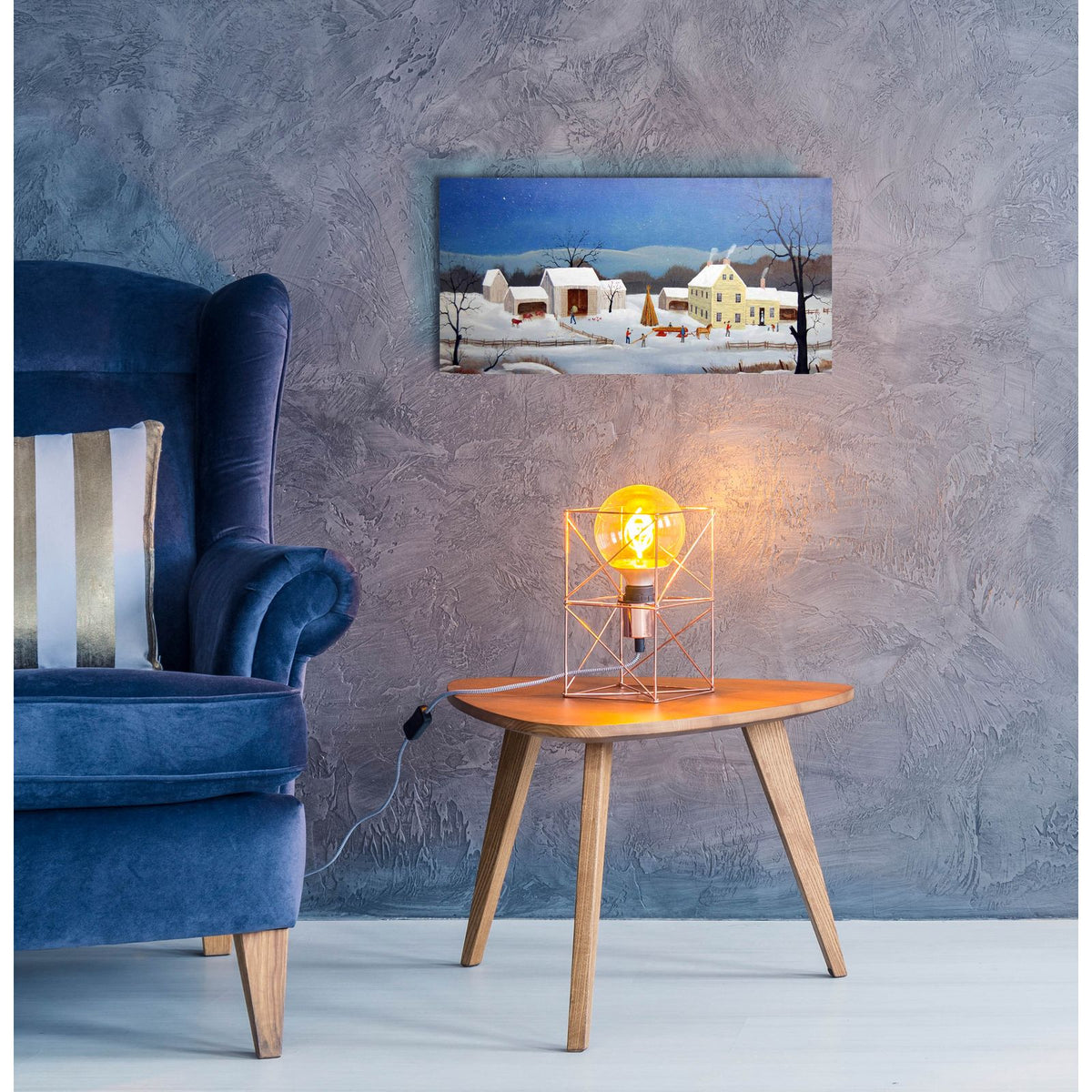 Preparing Hops Poles In Winter by C Munro - 24x12 acrylic wall art in a room