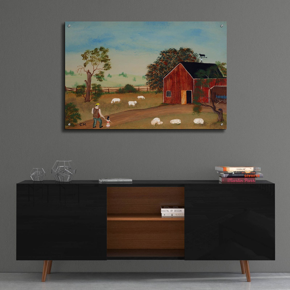 Sheep Farm by C Munro - 36x24 acrylic wall art in a room