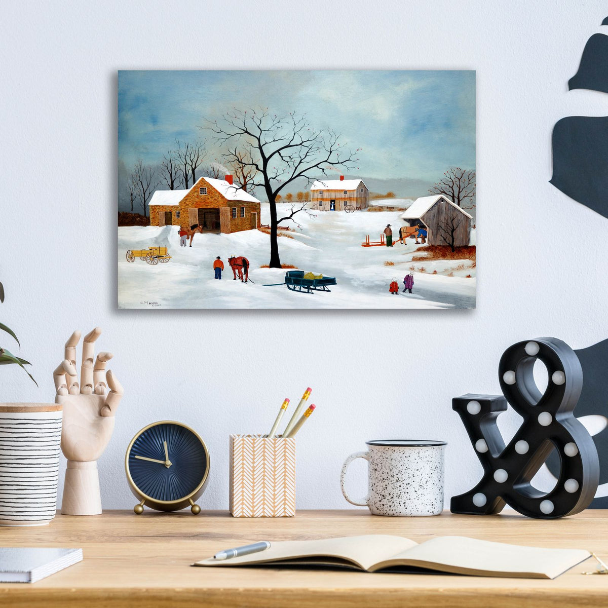 Shoeing The Horse by C Munro - 16x12 acrylic wall art in a room