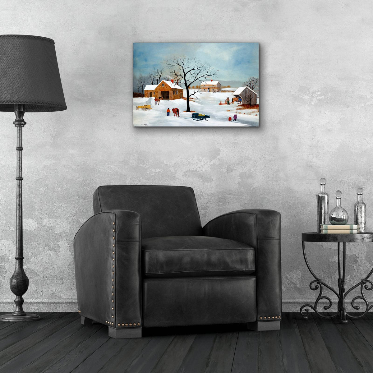 Shoeing The Horse by C Munro - 24x16 acrylic wall art in a room