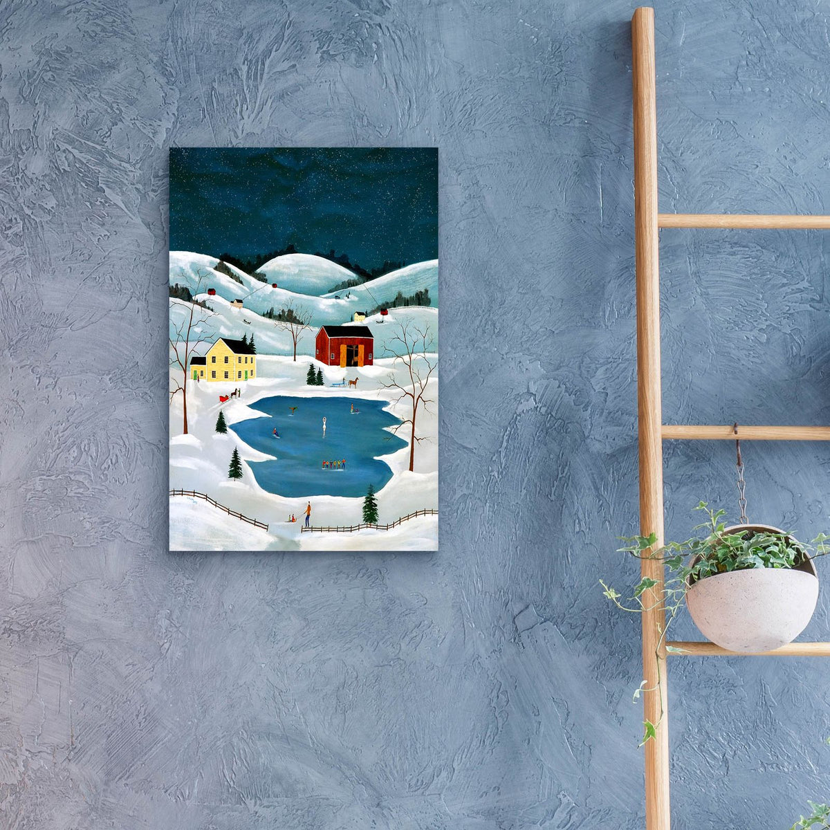 Skating On The Pond by C Munro - 16x24 acrylic wall art in a room