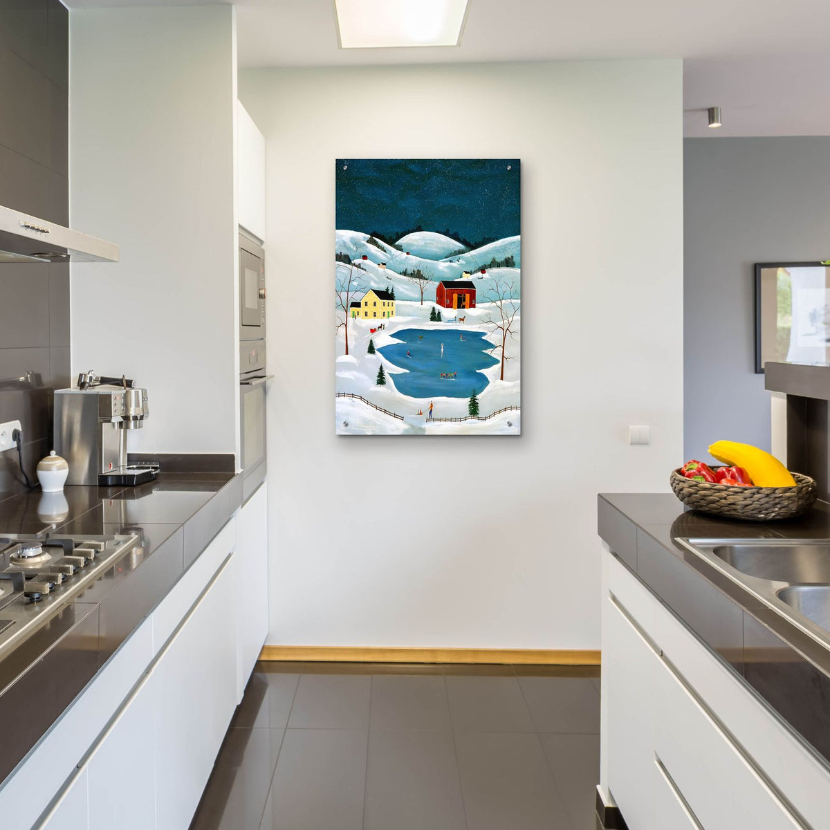 Skating On The Pond by C Munro - 24x36 acrylic wall art in a room