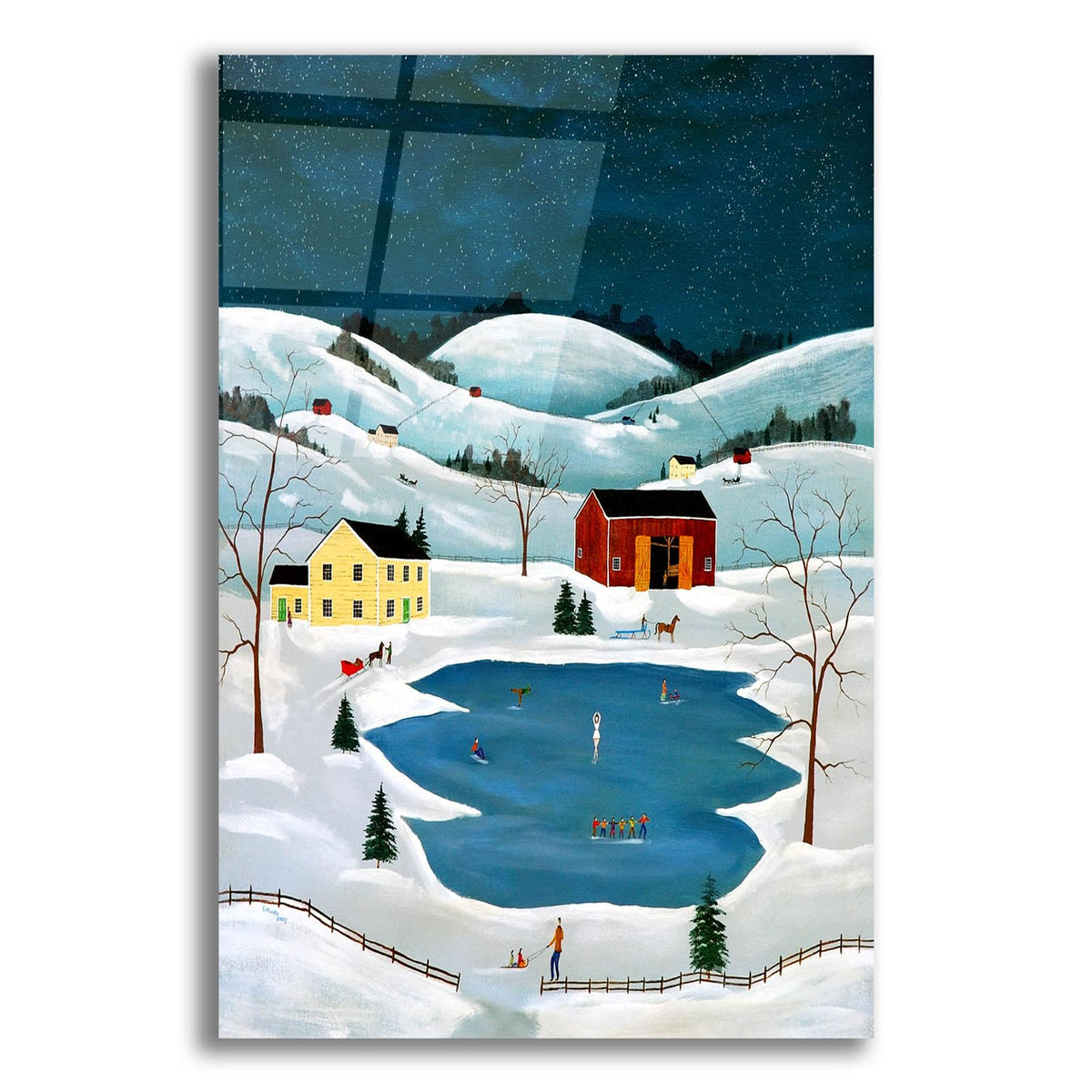 Skating On The Pond by C Munro acrylic glass wall art