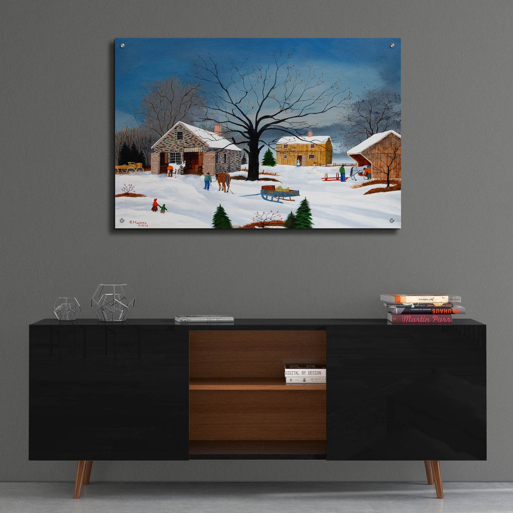 Smithy In Winter by C Munro - 36x24 acrylic wall art in a room