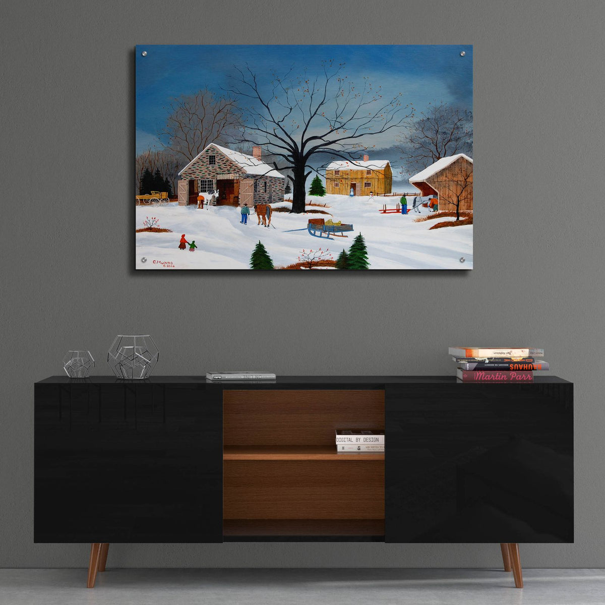 Smithy In Winter by C Munro - 36x24 acrylic wall art in a room