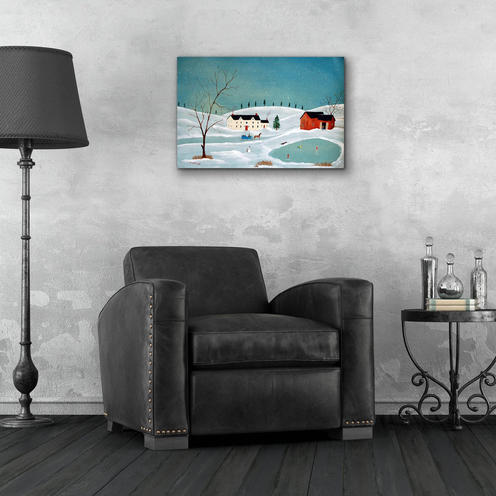 Snow Scene by C Munro - 24x16 acrylic wall art in a room