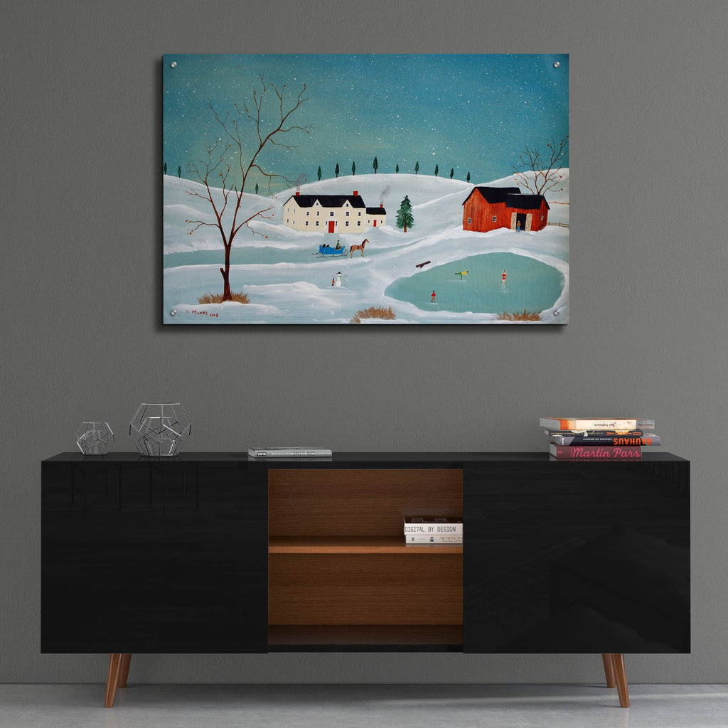 Snow Scene by C Munro - 36x24 acrylic wall art in a room
