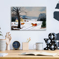 The Red Sleigh by C Munro - 16x12 acrylic wall art in a room