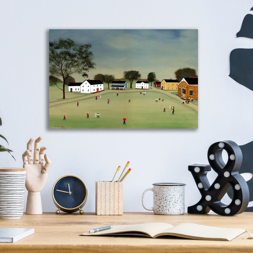 Town Ball On The Village Green by C Munro - 16x12 acrylic wall art in a room