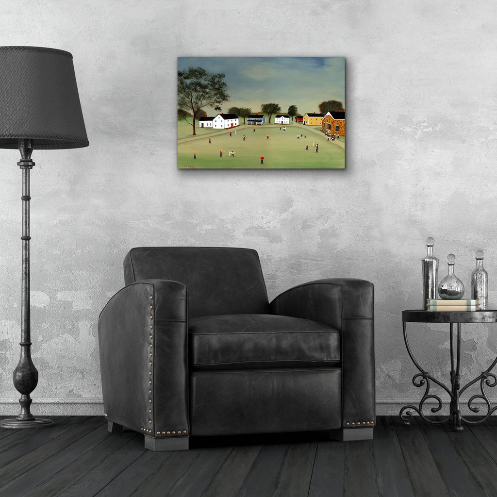 Town Ball On The Village Green by C Munro - 24x16 acrylic wall art in a room