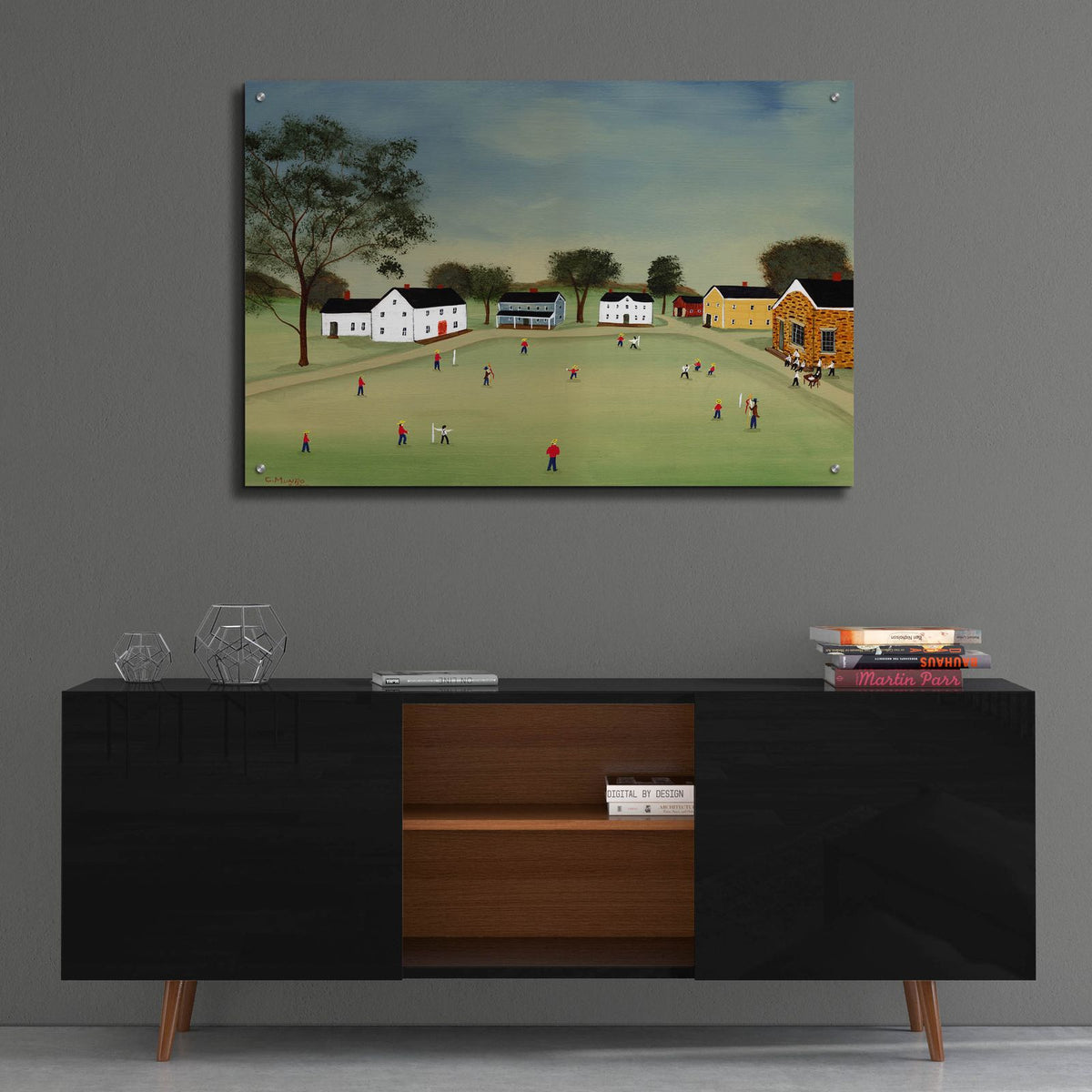 Town Ball On The Village Green by C Munro - 36x24 acrylic wall art in a room