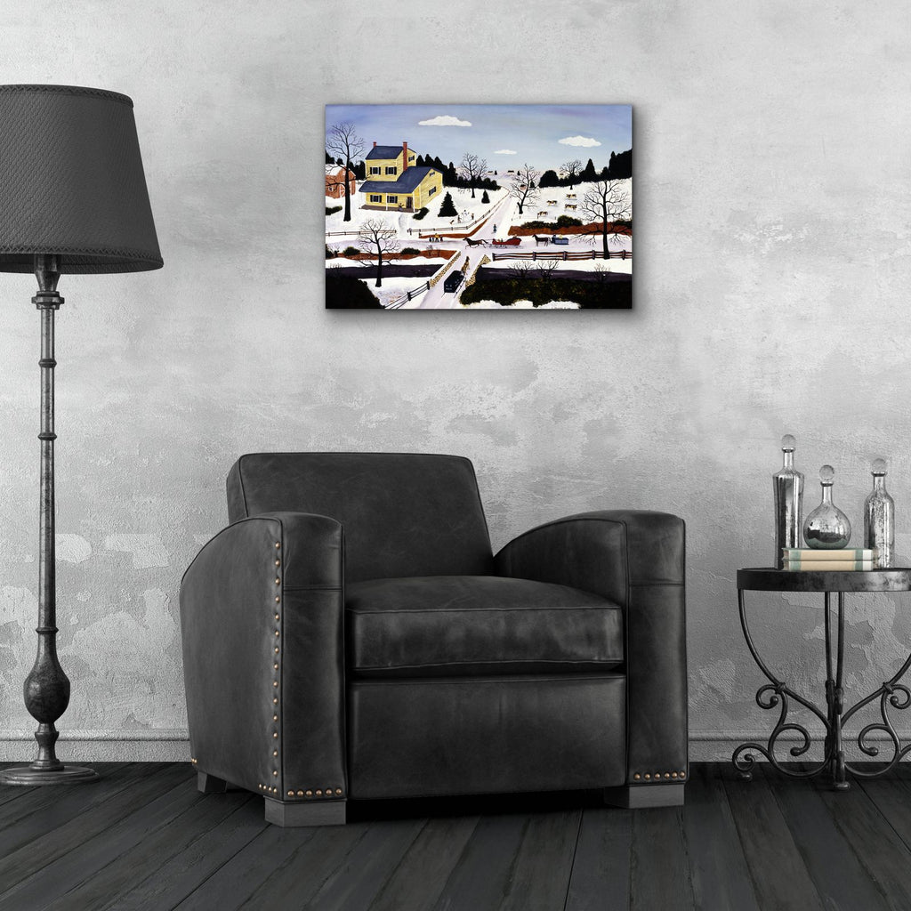 Winter At The Crossroads by C Munro - 24x16 acrylic wall art in a room