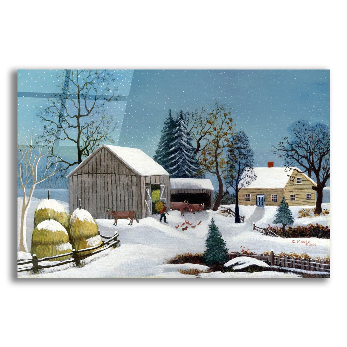 Winter In The Barnyard by C Munro acrylic glass wall art