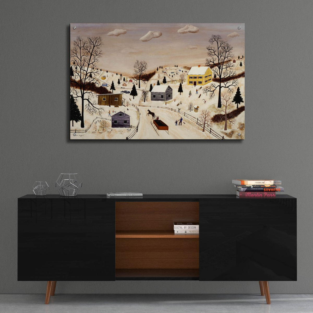 Winter In The Valley by C Munro - 36x24 acrylic wall art in a room