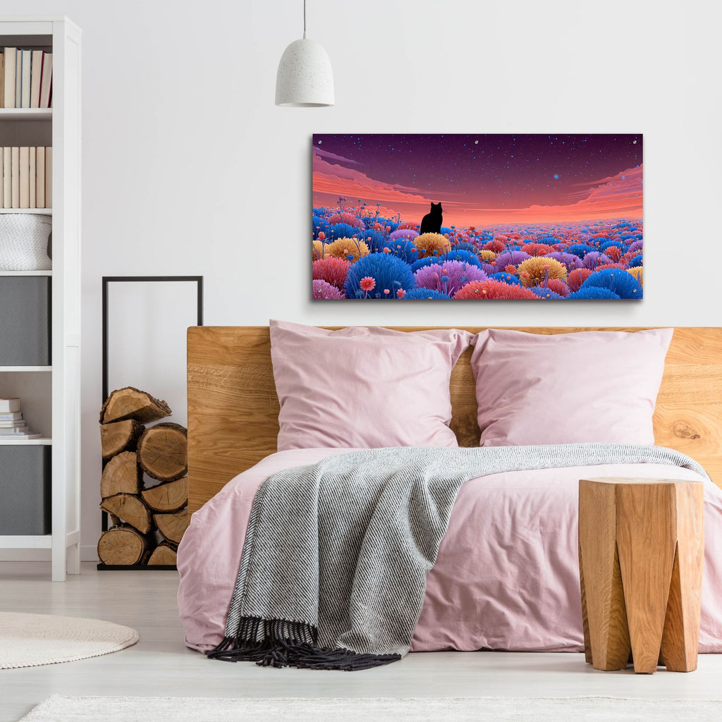 Black Cat Meadow 3 by Ann Klee - 48x24 acrylic wall art in a room