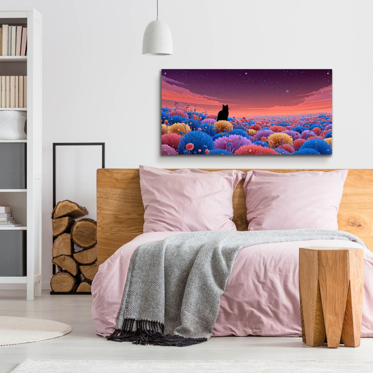 Black Cat Meadow 3 by Ann Klee - 48x24 acrylic wall art in a room