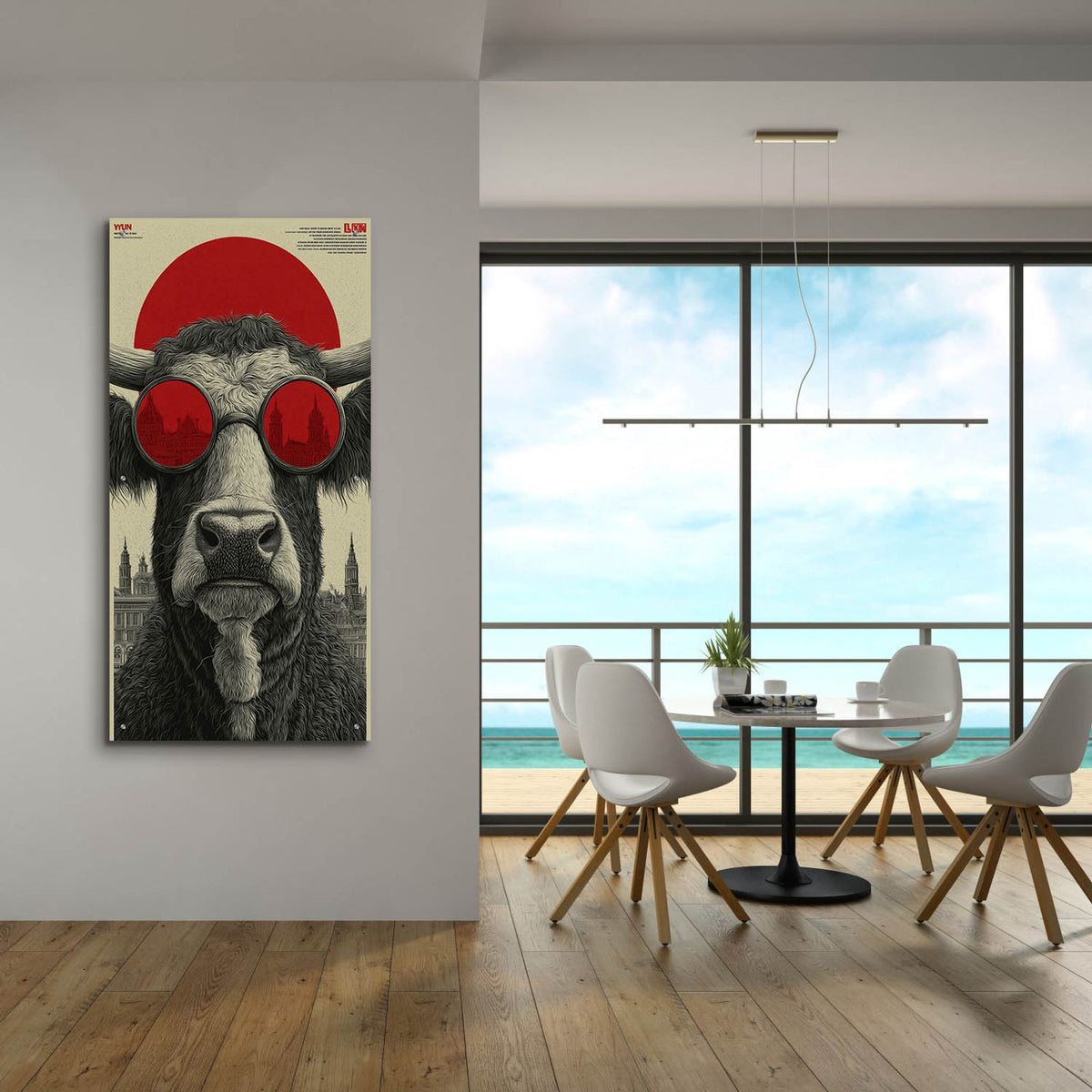 Cow Googles by Ann Klee - 24x48 acrylic wall art in a room