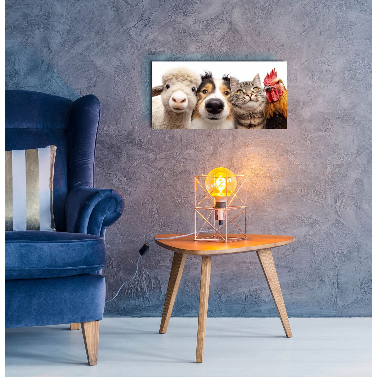 Farm Friends Selfie by Ann Klee - 24x12 acrylic wall art in a room