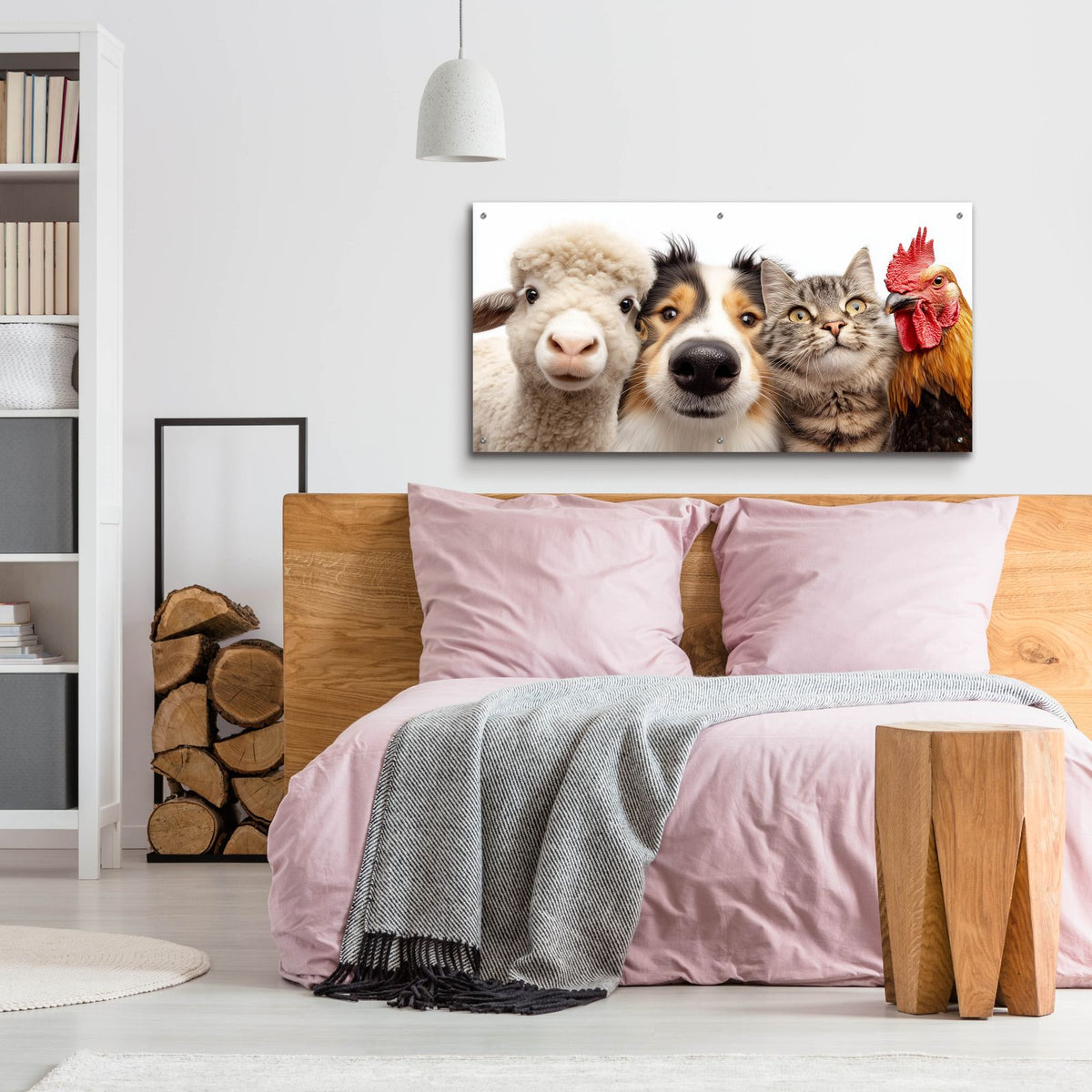 Farm Friends Selfie by Ann Klee - 48x24 acrylic wall art in a room