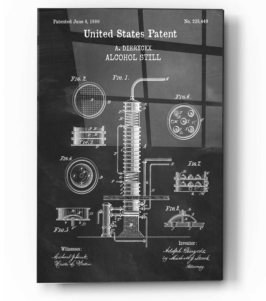 Epic Art 'Alcohol Still Blueprint Patent Chalkboard,' Acrylic Glass Wall Art