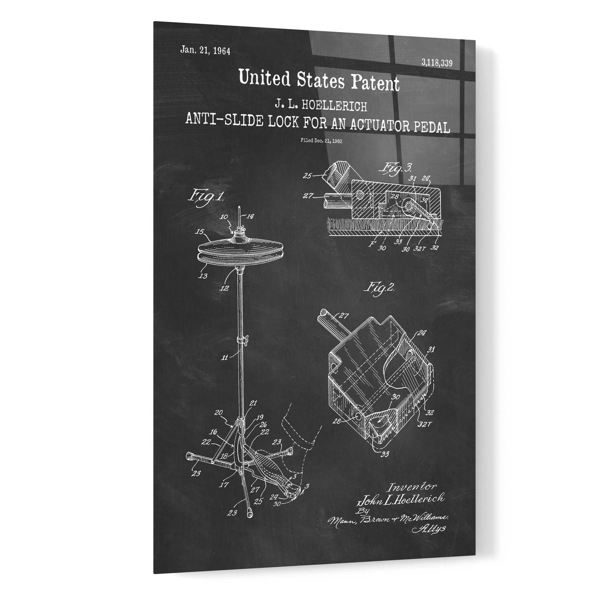 Epic Art 'Anti-slide Lock Blueprint Patent Chalkboard,' Acrylic Glass Wall Art,16x24