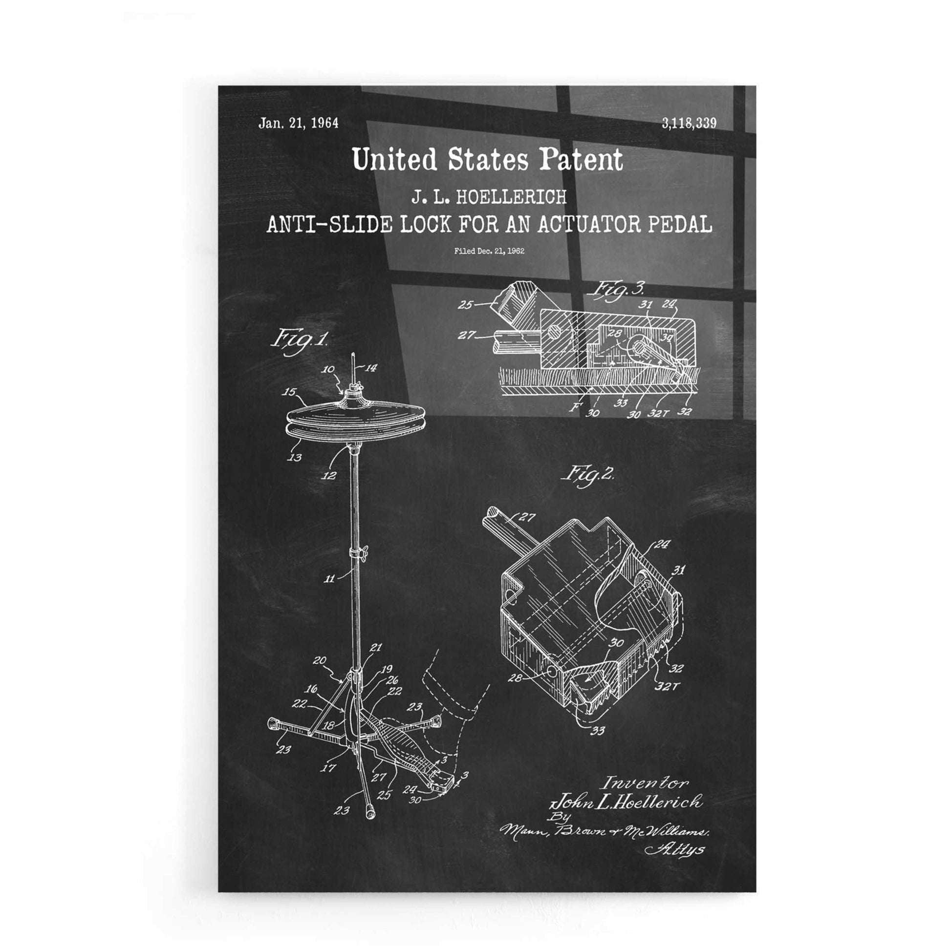 Epic Art 'Anti-slide Lock Blueprint Patent Chalkboard,' Acrylic Glass Wall Art,16x24